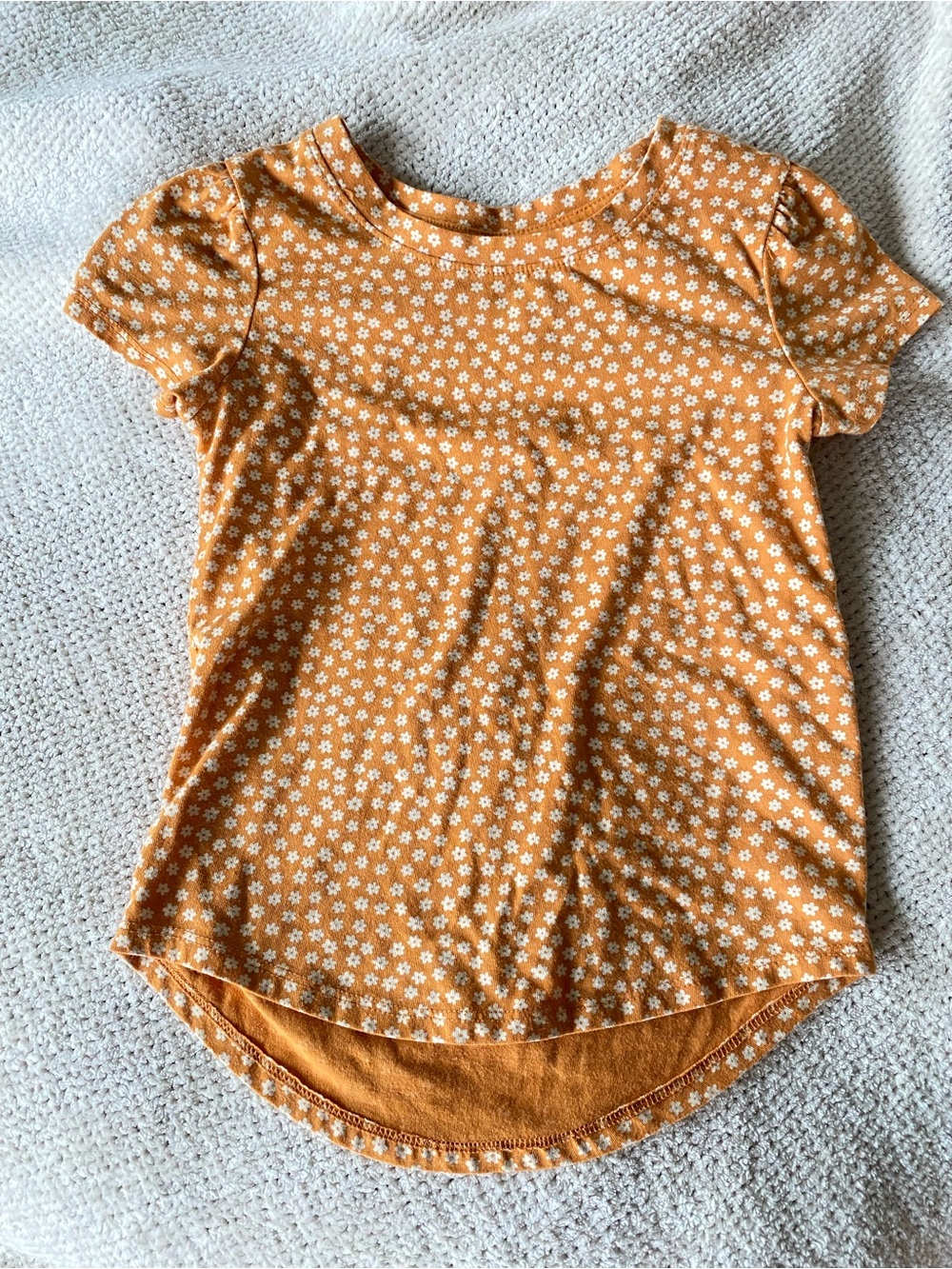Cat & Jack Girls' Mustard Floral Short Sleeve Tee